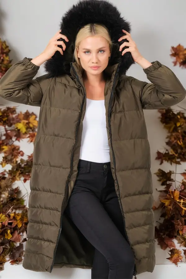 dewberry Z6740 DEWBERRY WOMEN'S COAT-PLAIN KHAKI