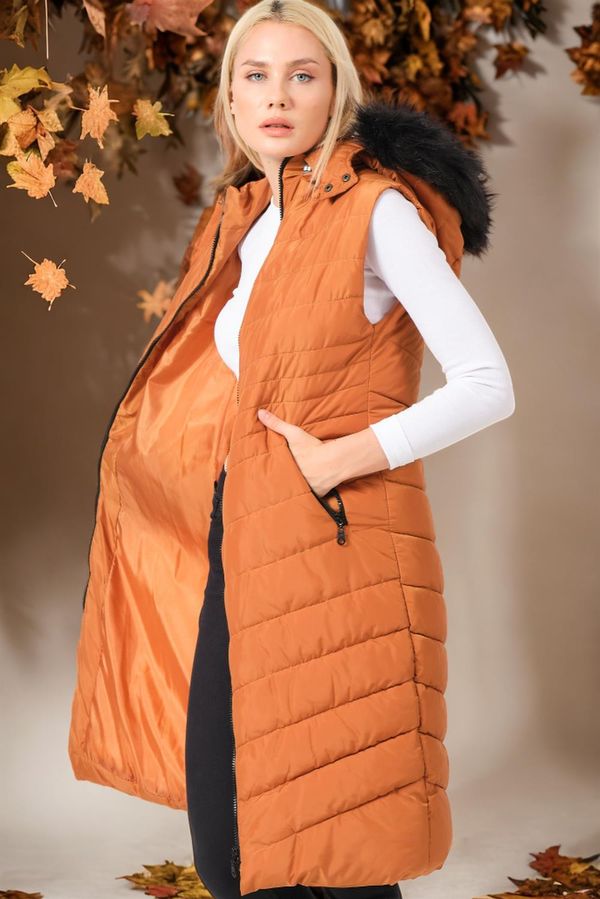 dewberry Z6752 DEWBERRY LADIES' VEST-PLAIN TAN