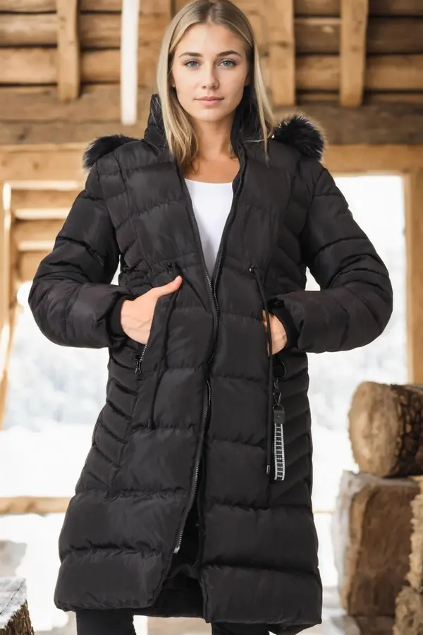 dewberry Z6758 DEWBERRY WOMEN'S COAT-PLAIN BLACK