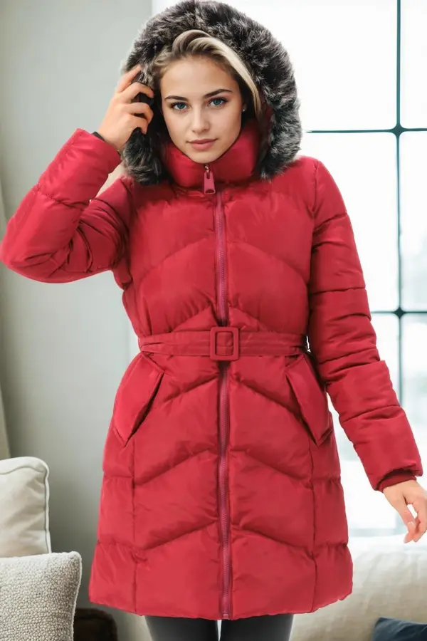 dewberry Z6768 DEWBERRY WOMEN'S COAT-BURGUNDY-1