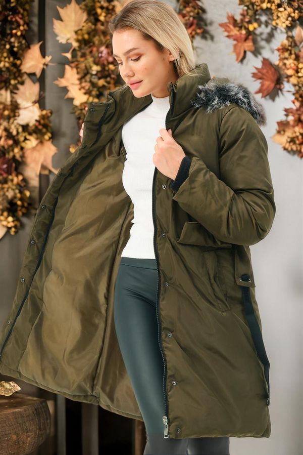 dewberry Z6774 DEWBERRY ДАМСКО ПАЛТО-ОБИКНОВЕН КАКИ