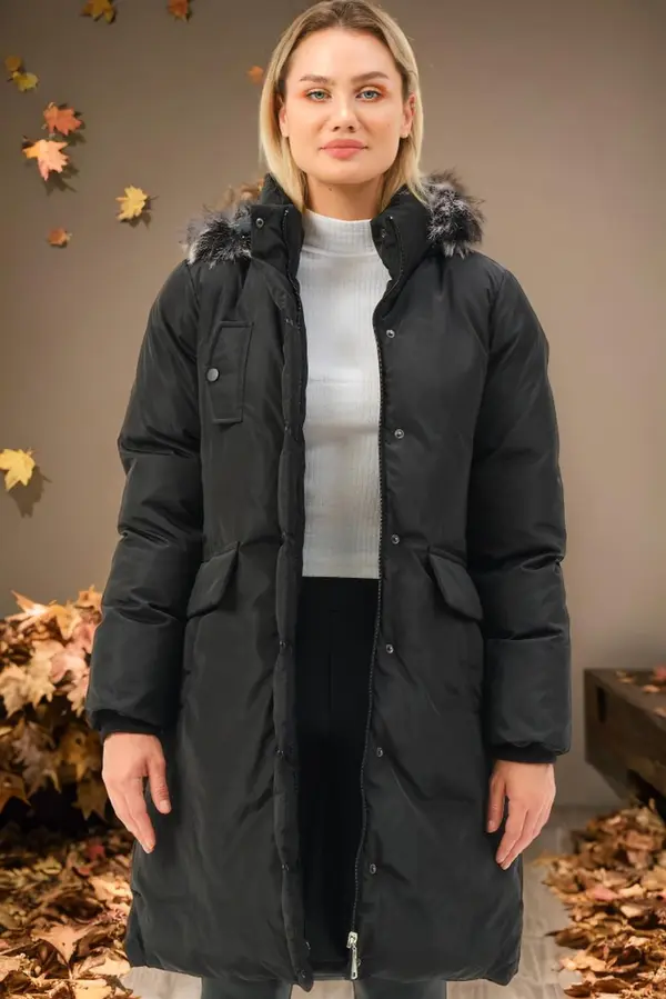 dewberry Z6774 DEWBERRY WOMEN'S COAT-PLAIN BLACK