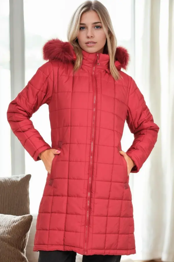 dewberry Z9653 DEWBERRY WOMEN'S COAT-BURGUNDY