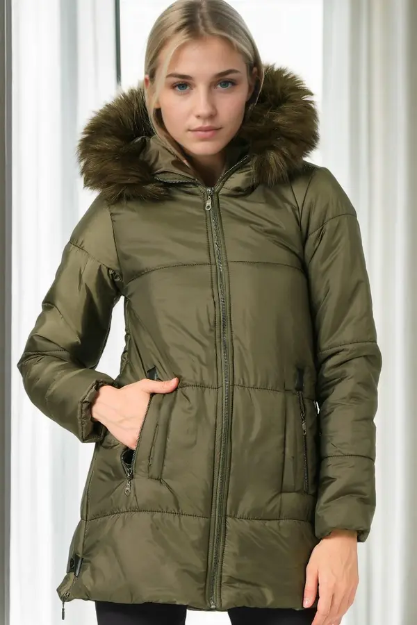 dewberry Z9668 DEWBERRY WOMEN'S COAT-KHAKI