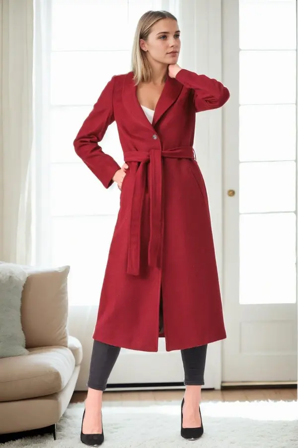 dewberry Z9681 DEWBERRY WOMEN'S COAT-BURGUNDY