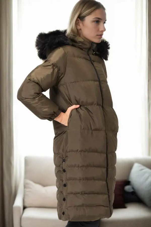 dewberry Z9740 DEWBERRY WOMEN'S COAT-KHAKI