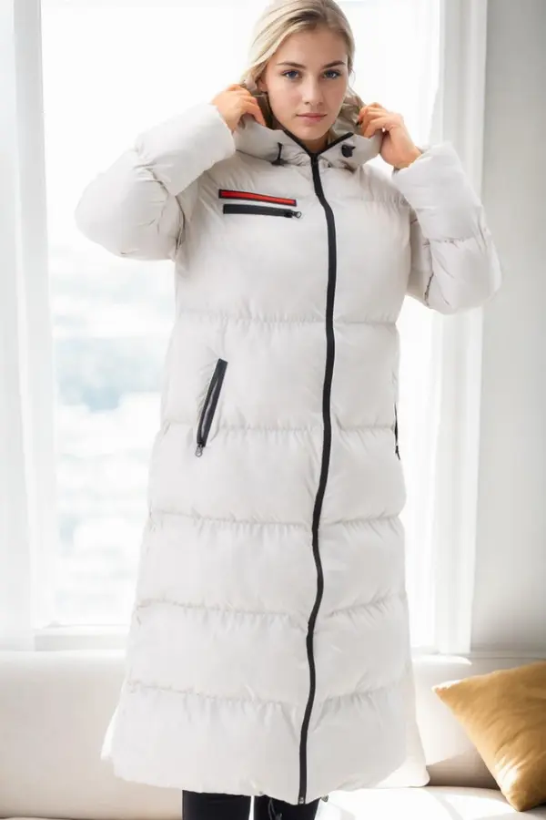 dewberry Z9756 DEWBERRY WOMEN'S PUFFER COAT-BEIGE