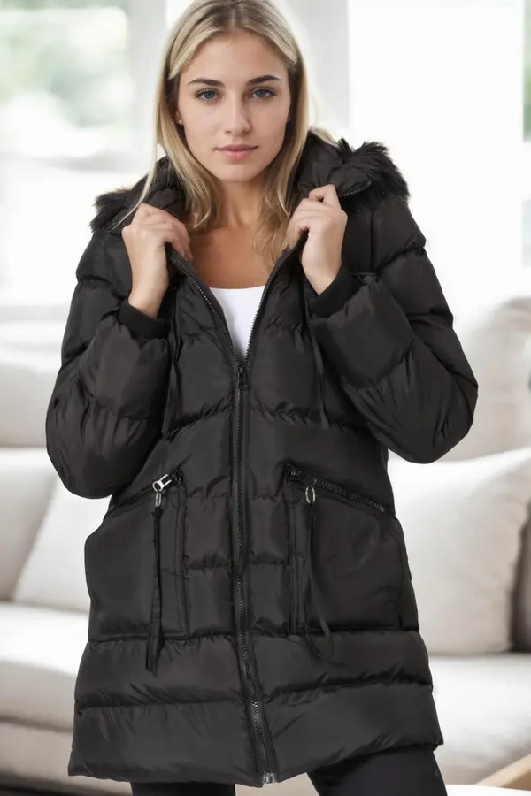 dewberry Z9763 DEWBERRY WOMEN'S COAT-BLACK