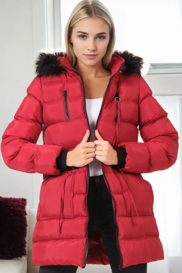 dewberry Z9763 DEWBERRY WOMEN'S COAT-BURGUNDY