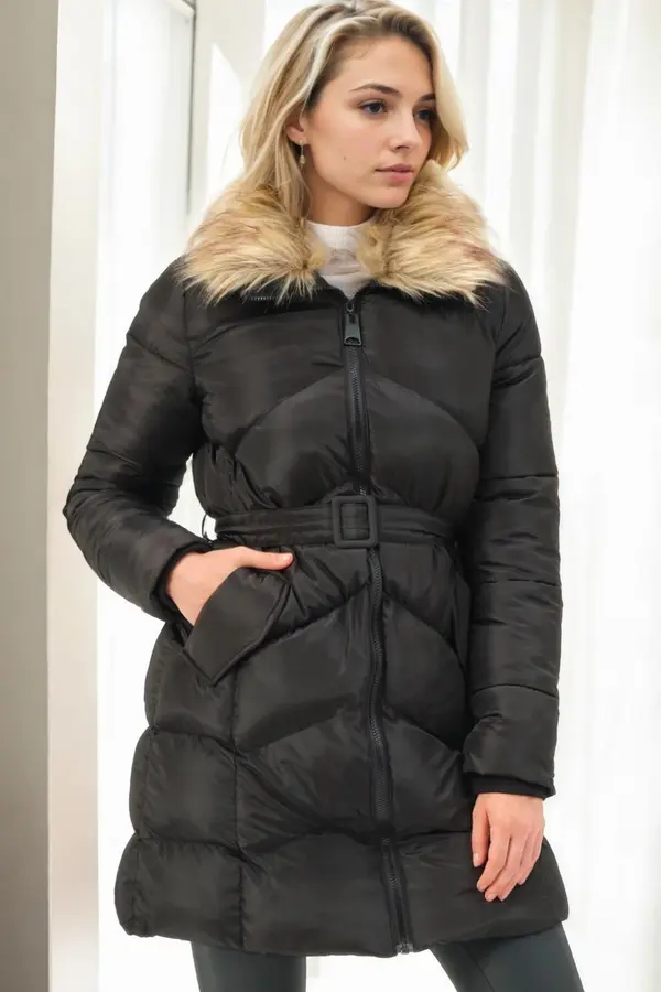 dewberry Z9767 DEWBERRY WOMEN'S COAT-BLACK