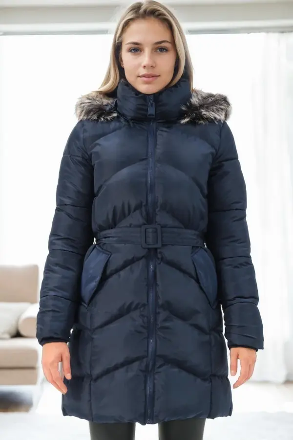 dewberry Z9768 DEWBERRY WOMEN'S COAT-NAVY BLUE