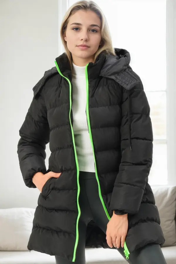 dewberry Z9770 DEWBERRY WOMEN'S COAT-BLACK-GREEN