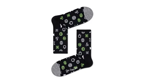 Happy Socks Забавни чорапи Ctrl Alt Del 3/4 черни