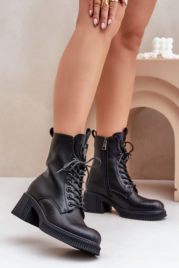 VINCEZA Затоплени дамски боти от естествена кожа Черни Vinceza 66671