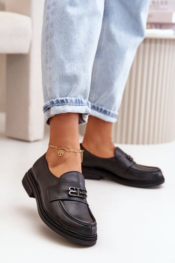 Zazoo Zazoo 20102 Стилни лачени мокасини на масивна платформа Черни