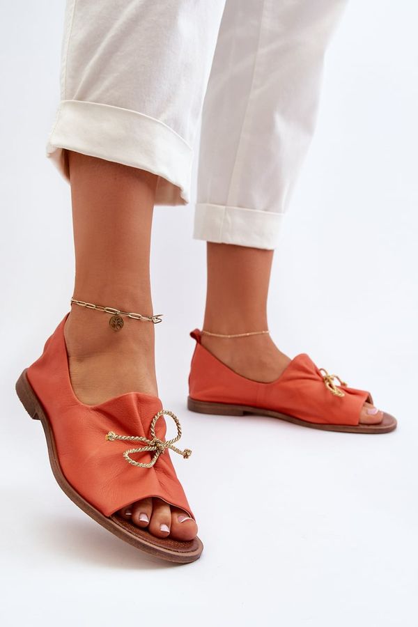 Zazoo Zazoo 2660 Дамски кожени обувки тип балерина оранжево