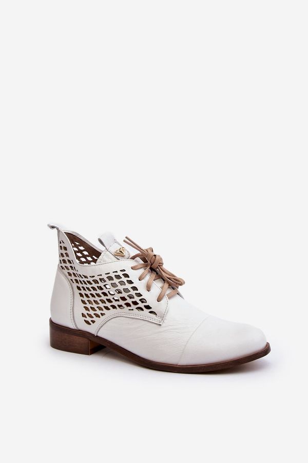 Zazoo Zazoo 2878 Ниски кожени бели ботуши