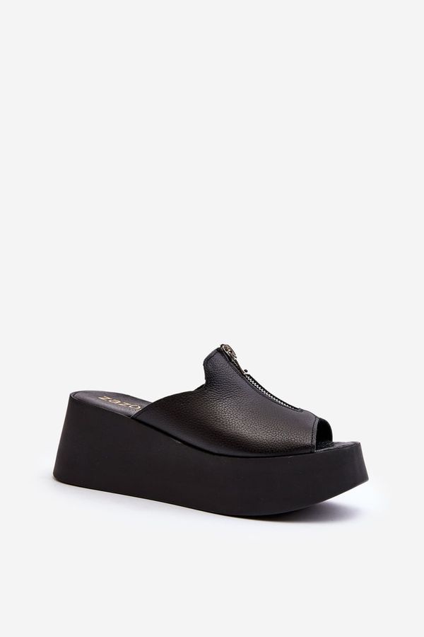 Zazoo Zazoo 2916 Дамски пързалки на масивна платформа с цип Черни