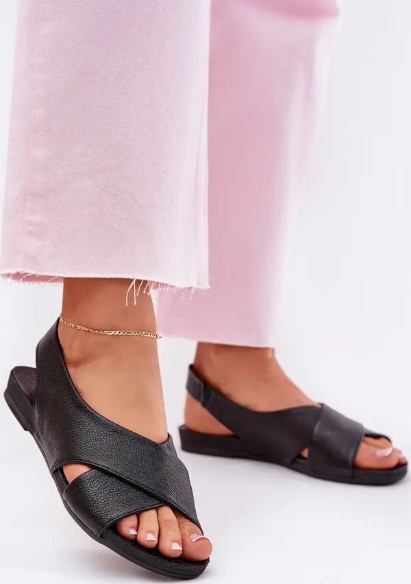 Zazoo Zazoo Дамски кожени сандали черни Зазу 40407