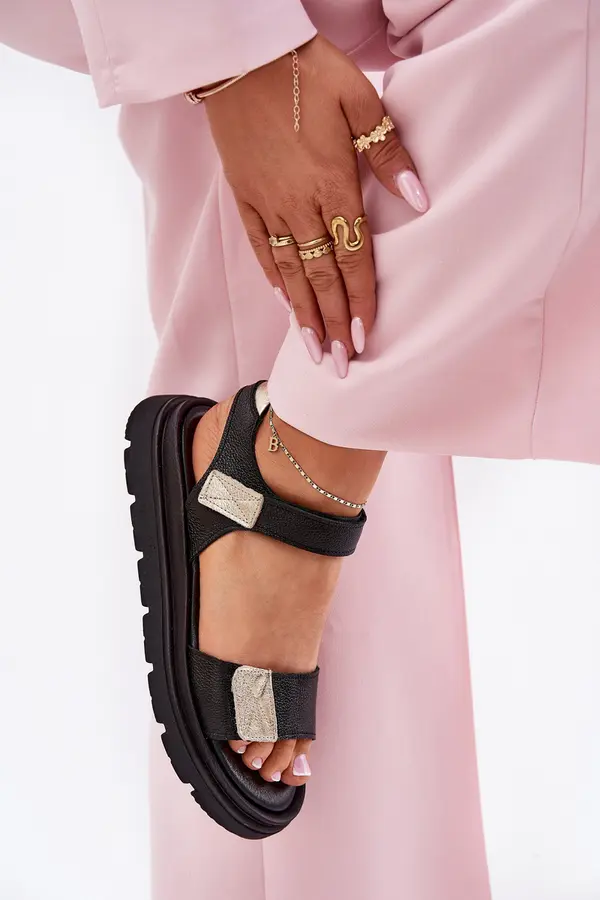 Zazoo Zazoo Кожени дамски сандали на платформа Зазу