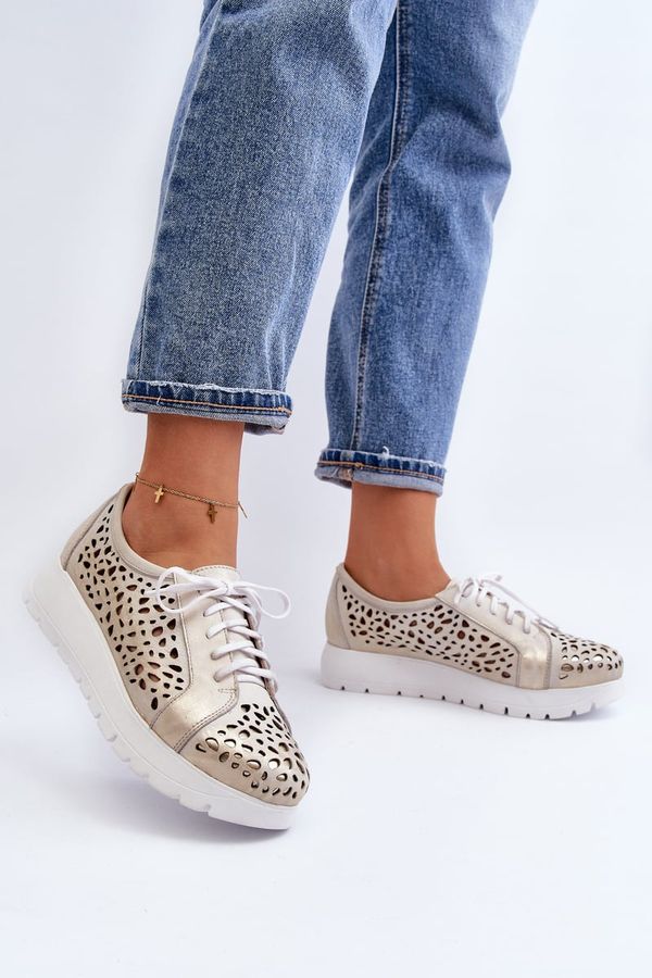 Zazoo Zazoo Кожени полуобувки на платформа Бежови Hypnosis