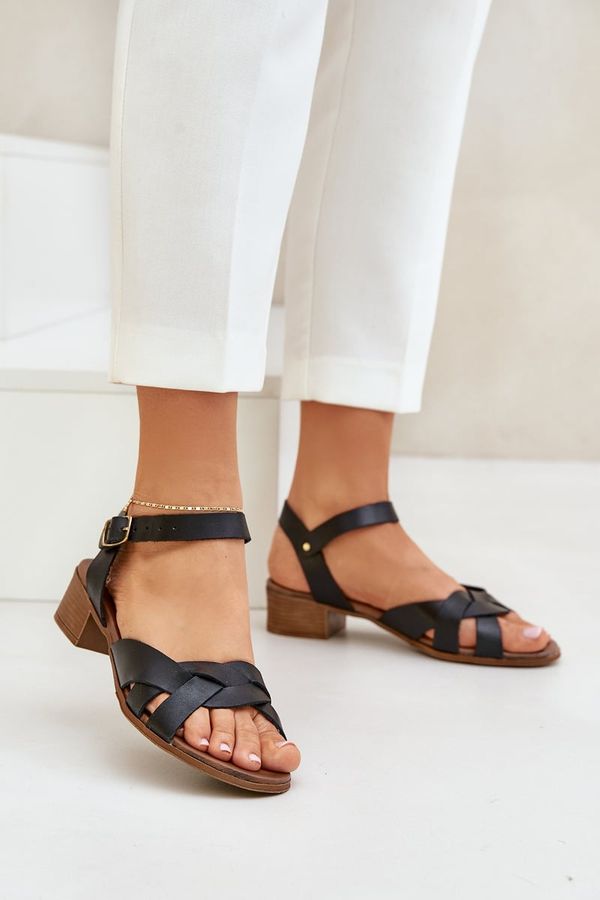 Zazoo Zazoo Кожени Сандали На Нежен Ток Зазу