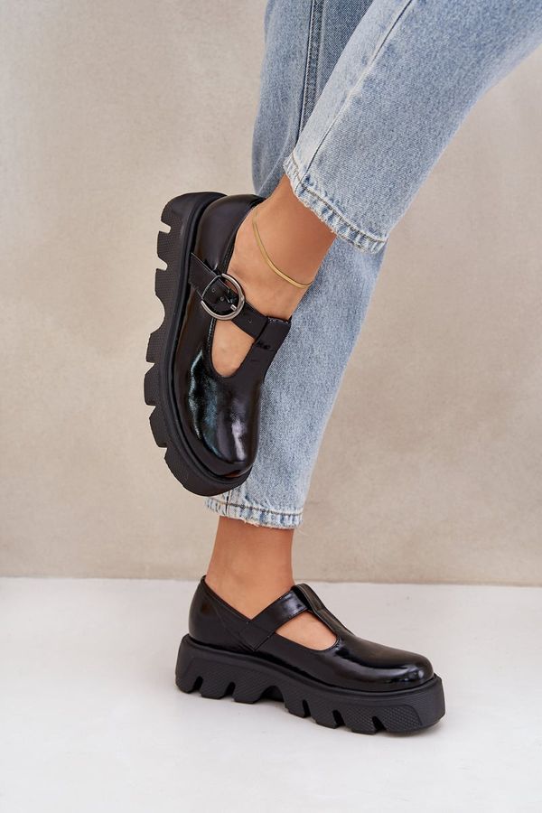 Zazoo Zazoo Лакирани Кожени Полуботи С Пряжка Черни Зазу 20183