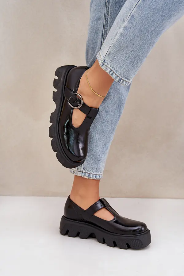 Zazoo Zazoo Лакирани Кожени Полуботи С Пряжка Черни Зазу 20183