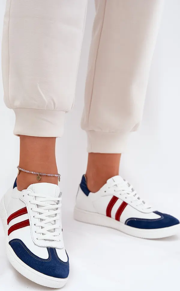 Zazoo Zazoo N1068 Кожени Ниски Кецове За Жени Бяло-Синьо