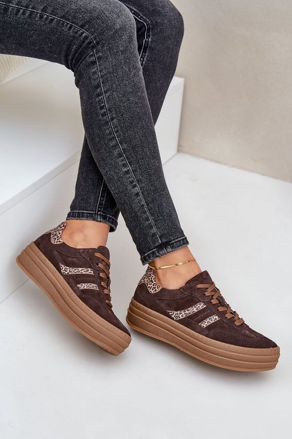 Zazoo Zazoo N1176 Suede Sneakers Na Platforma Pantera Shokoladovi