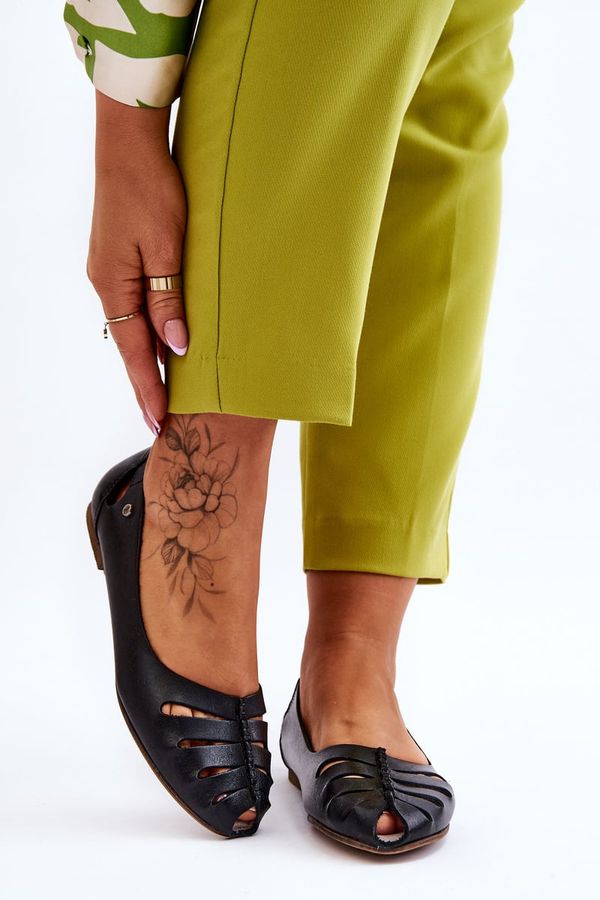 Zazoo Zazoo Удобни кожени дамски балеринки Черни Luka