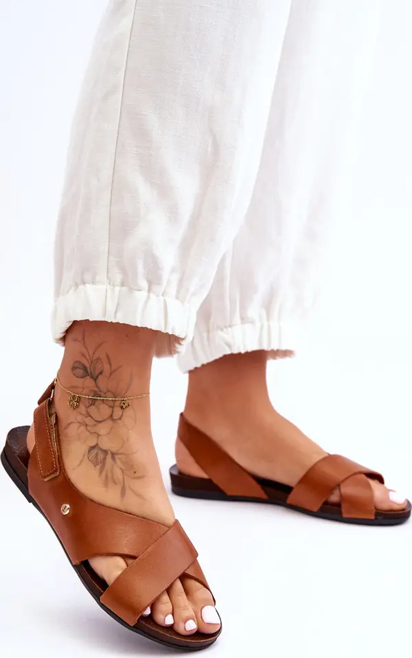 Zazoo Zazoo Велкро кожени сандали Кафяви Адисън