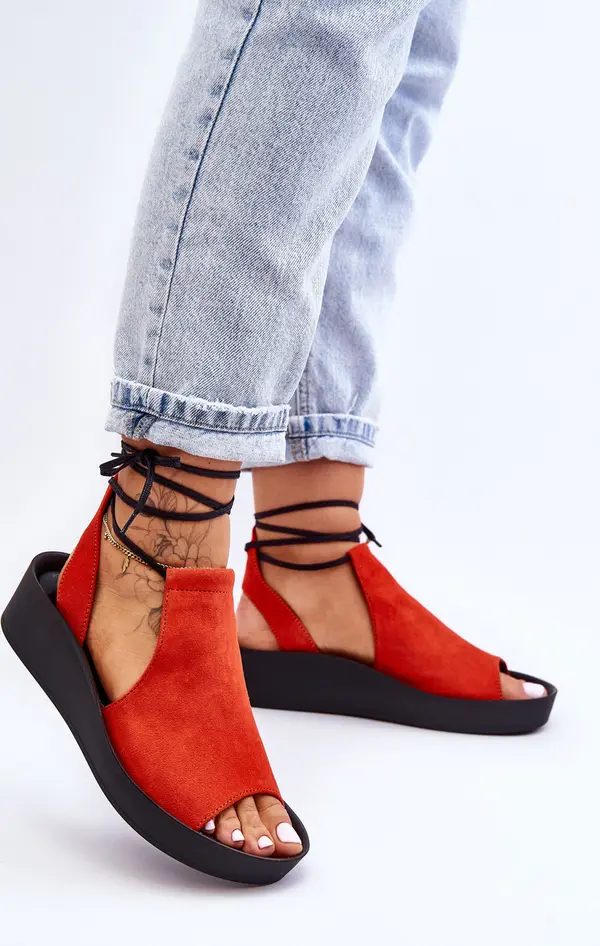 Zazoo Zazoo Велурени сандали на клин Nicole 2743 оранжево