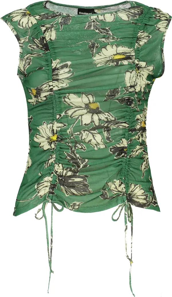 DESIGUAL Зелен дамски топ с флорален мотив