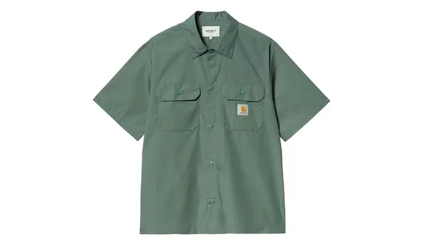 Carhartt Wip Зелена риза с къс ръкав Carhartt WIP