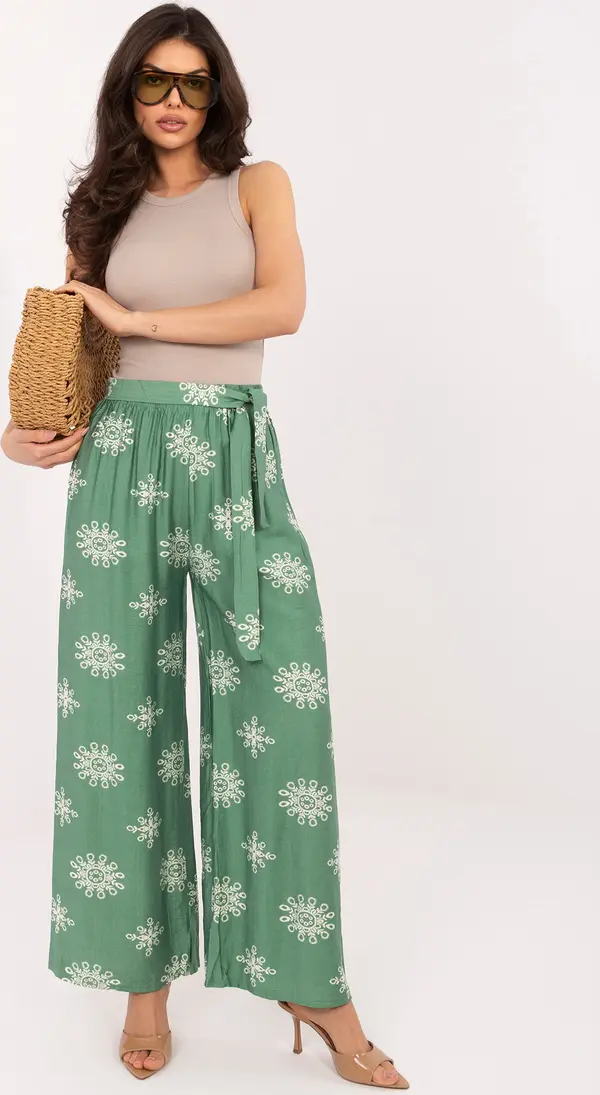 Italy Moda Зелени дамски панталони палацо