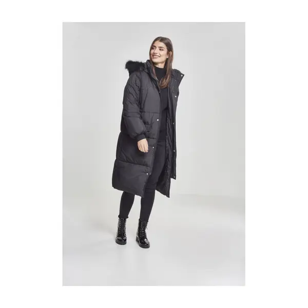 Urban Classics Жените извънгабаритни изкуствена кожа палто blk / blk
