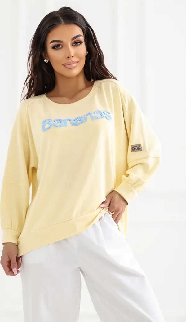 RUE PARIS Жълт дамски суитшърт, изработен от мек материал