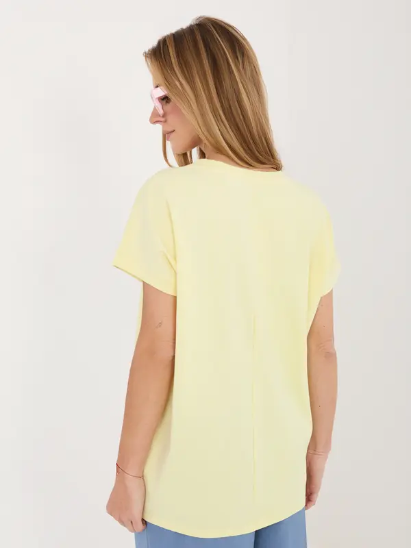 RELEVANCE Жълта ежедневна блуза с къс ръкав