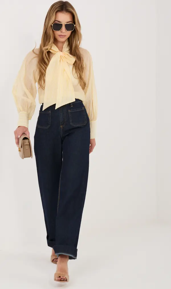 Italy Moda Жълта прозрачна риза с райета