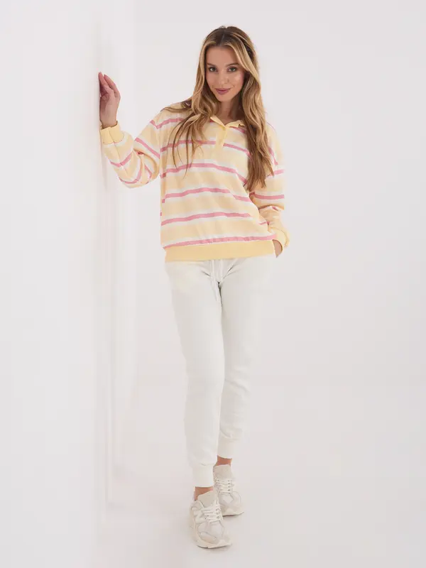 Italy Moda Жълта раирана блуза с къс ръкав