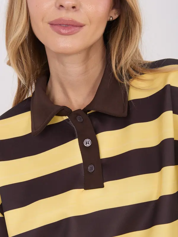 Italy Moda Жълта раирана блуза с яка