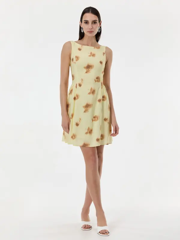 Orsay Жълта рокля без ръкави с шарки ORSAY