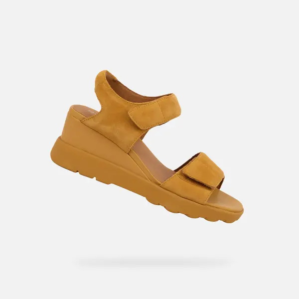 GEOX Жълти дамски сандали на платформа Geox Spherica EC6