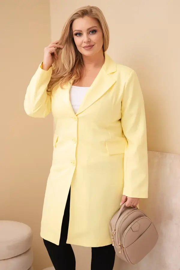 Kesi Włoski Жълто палто plus size с яка