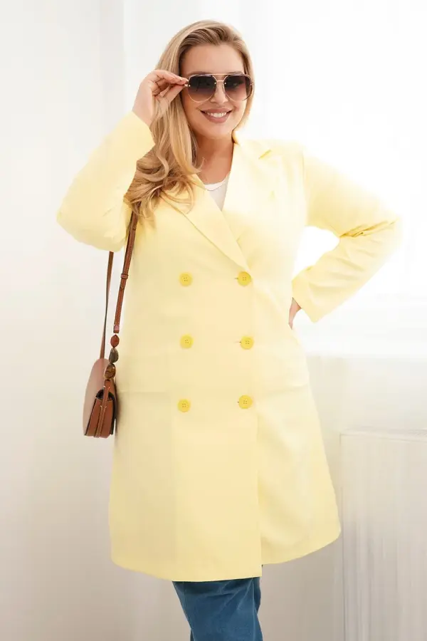 Kesi Włoski Жълто палто с двоен ред Kesi, голям размер