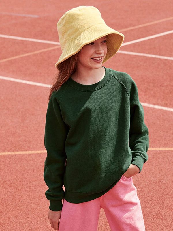 Fruit of the Loom Zielona bluza dziecięca Raglan Sweat Fruit of the Loom