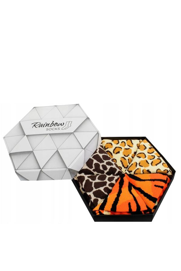 ZOOKSY/RAINBOW SOCKS ZOOKSY/RAINBOW SOCKS Чорапи Rainbow Мотиви на диви животни Жираф Пантера Тигър 3 чифта