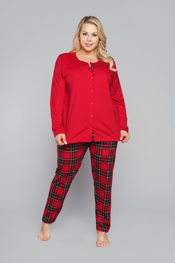 Italian Fashion Zorza women's pyjamas - long sleeves, long legs - red/print