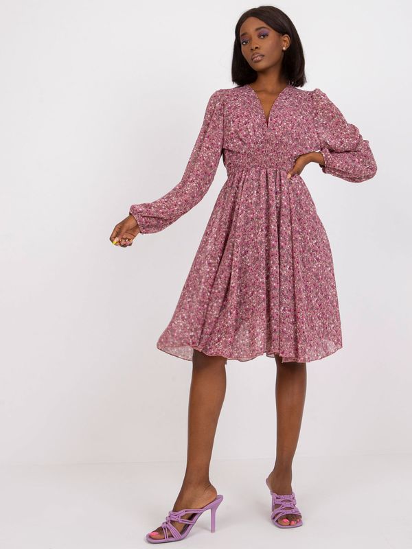 Fashionhunters ZULUNA лилава рокля с V-образно деколте